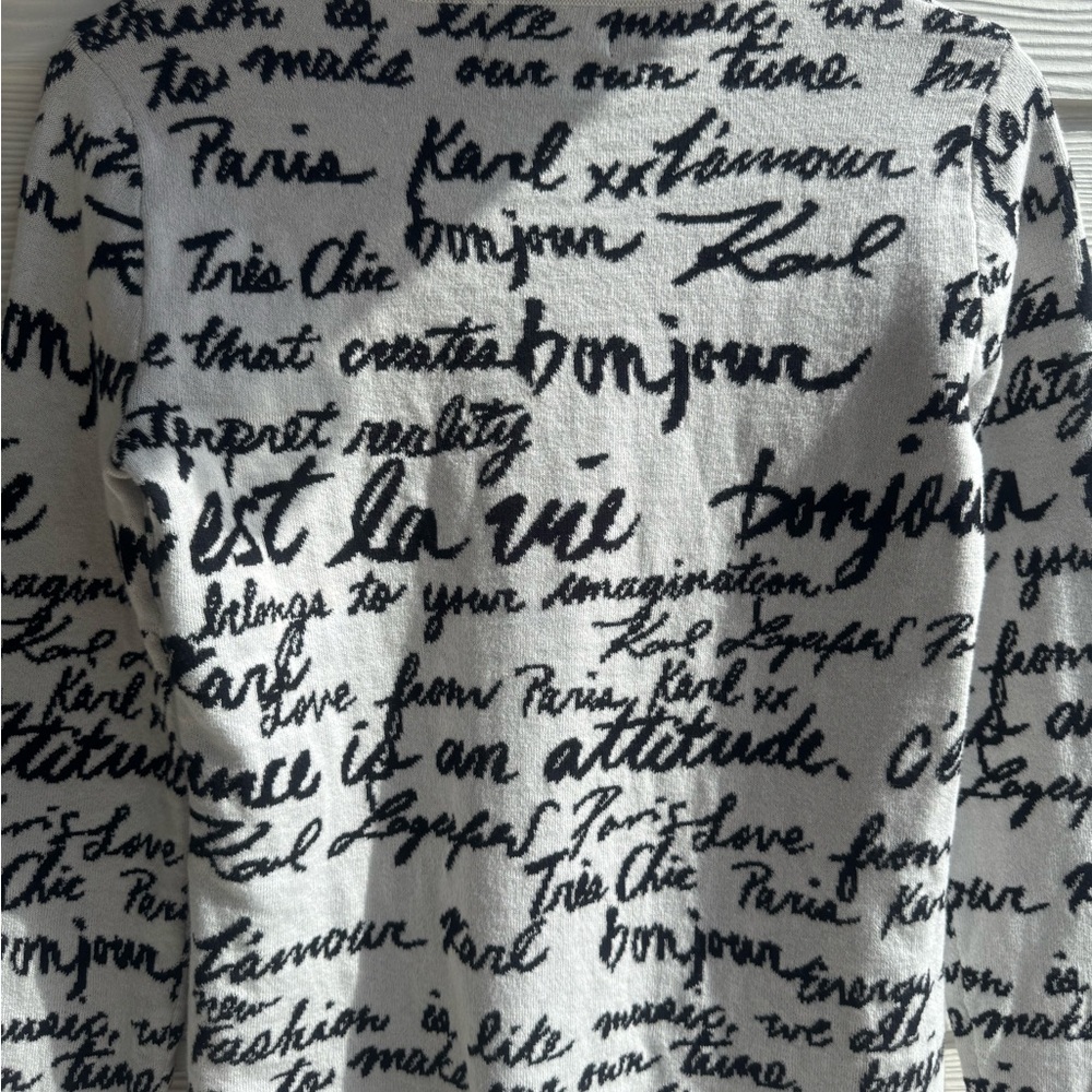 Karl Lagerfeld Black Script on White Women's sweater - Picture 8 of 8